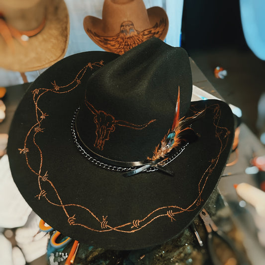 Wool Cattleman Custom Burned Hat