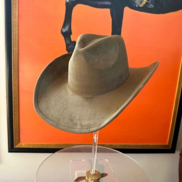 Vegan Suede Classic Cowboy Custom Burned Hat