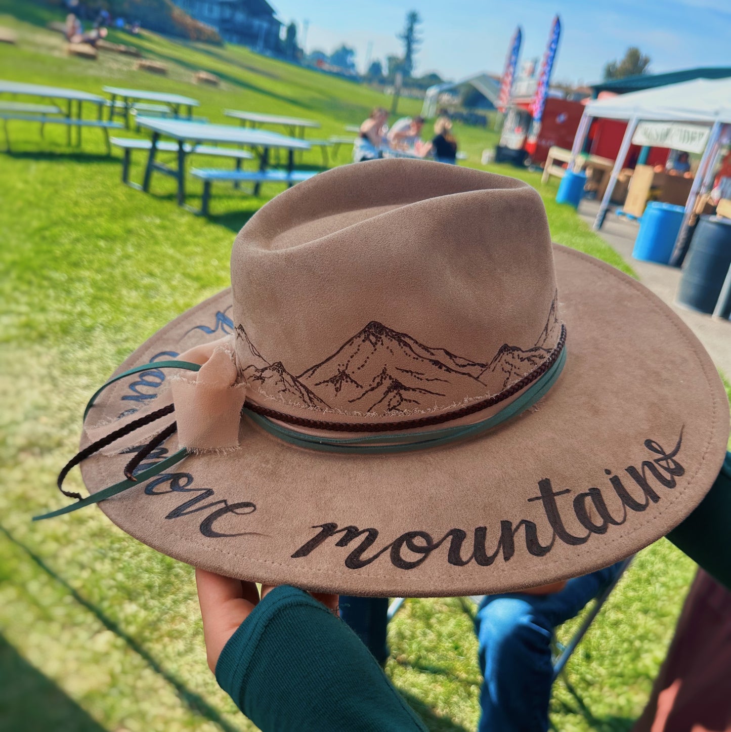 Vegan Suede Flat Brim Custom Burned Hat