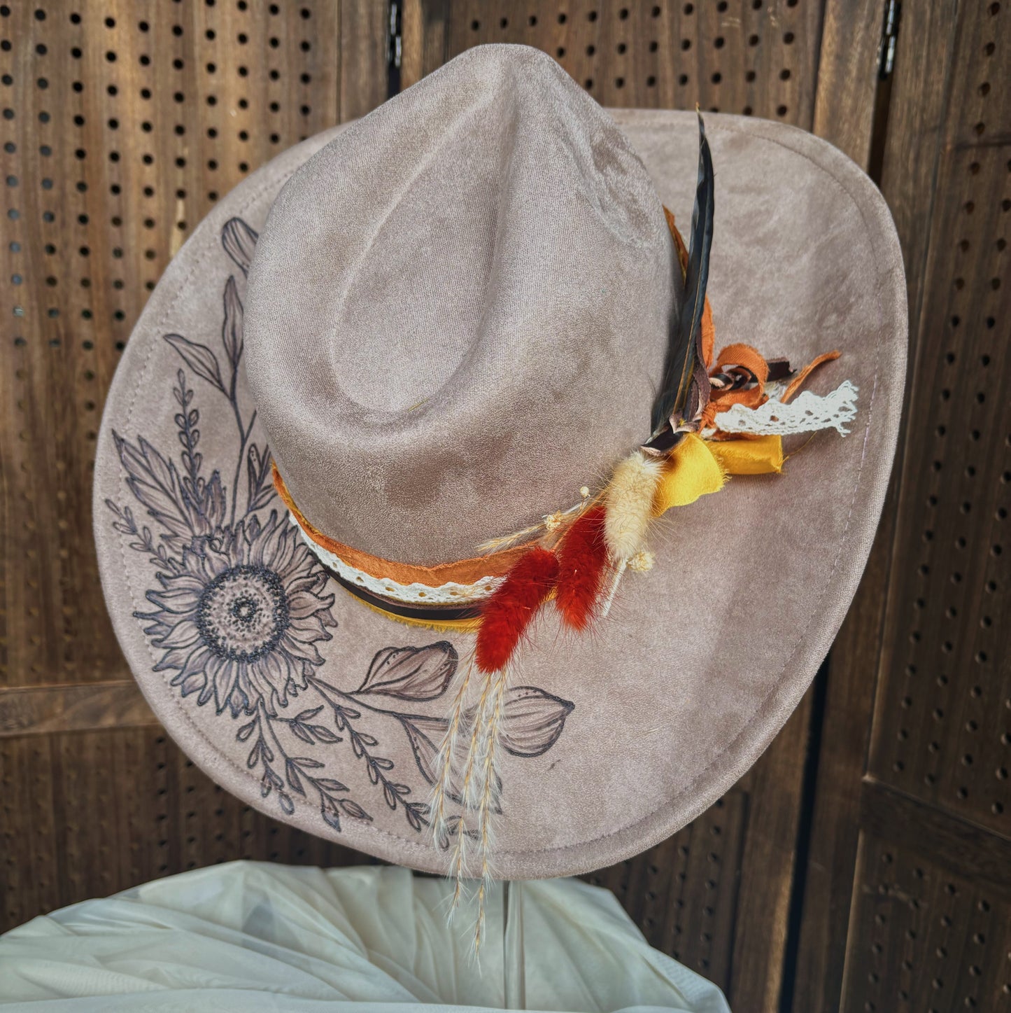 Vegan Suede Classic Cowboy Custom Burned Hat