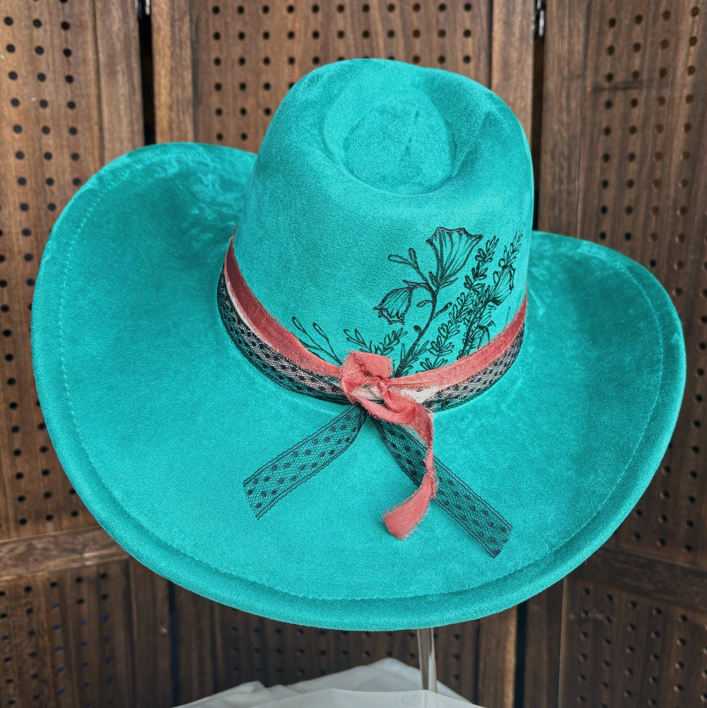 Vegan Suede Classic Cowboy Custom Burned Hat