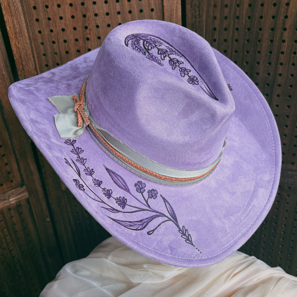 Vegan Suede Classic Cowboy Custom Burned Hat