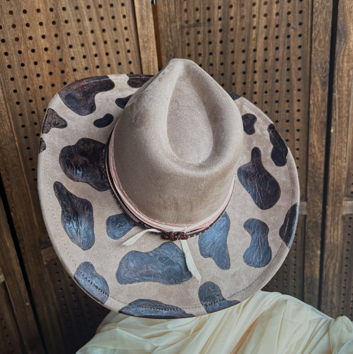 Vegan Suede Classic Cowboy Custom Burned Hat